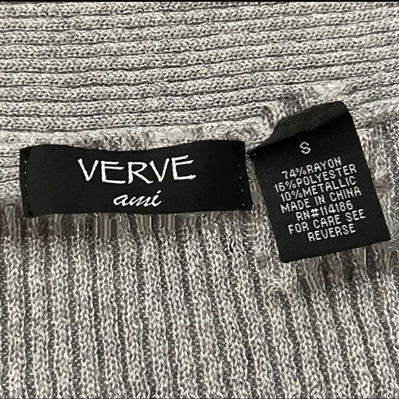 Verve ami Women's Open Front Gray Silver Metallic Shimmer Cardigan Sweater‎ S - Picture 2 of 5